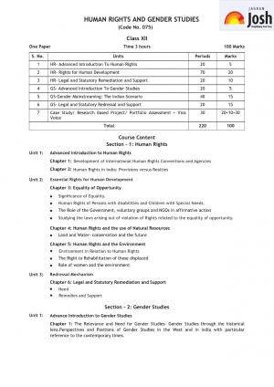 CBSE Class 12 Human Rights and Gender Studies Syllabus 2016 – 2017 