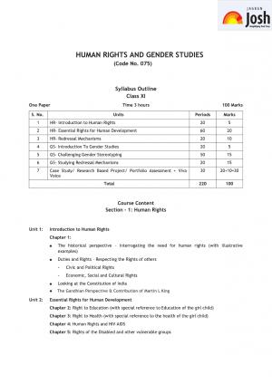 CBSE Class 11 Human Rights and Gender Studies Syllabus 2016 – 2017 