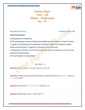 CBSE Class 11 Mathematics Practice Paper Set 4