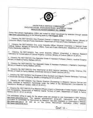 UPSC Recruitment 2016 for 17 Medical Officer and Other Posts, Apply by 11 August