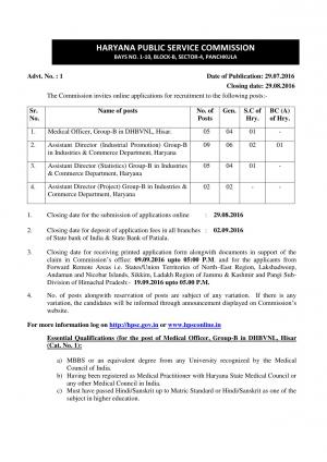 HPSC Recruitment 2016 for 21 Assistant Director and Other Posts