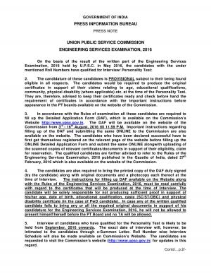 UPSC Engineering Services Exam 2016: Written Test Result Declared, Check at upsc.gov.in