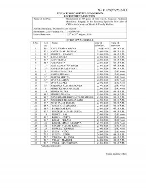 UPSC Announced Interview Schedule for Assistant Professor Posts 2016, Interview from 22 August