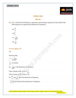 Solved Paper 2015 UP SEE 1 physics
