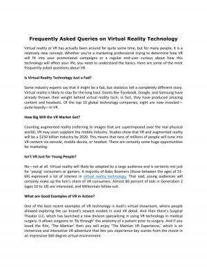 Frequently Asked Queries on Virtual Reality Technology