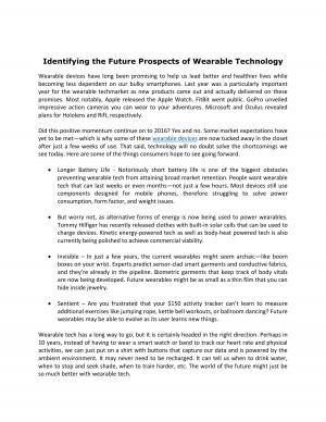  Identifying the Future Prospects of Wearable Technology