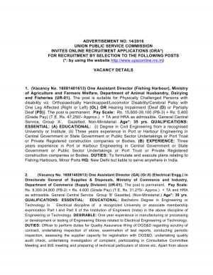 UPSC Recruitment 2016 for 146 Assistant Director and Other Posts