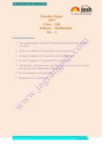 Mathematics  Practice paper set-1 for class 12