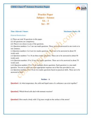 CBSE Class 9 Science Practice Paper SA I: Set IV