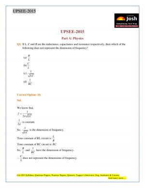 Solved Paper 2015 UP SEE 1 complete paper