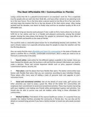 The Best Affordable 55+ Communities in Florida