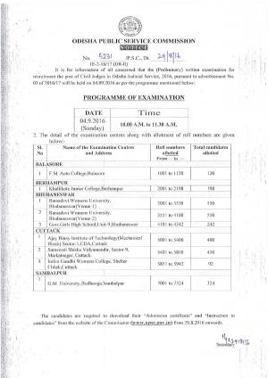 OPSC Judicial Service Exam (Prelim) 2016 to be held on 04 Sept