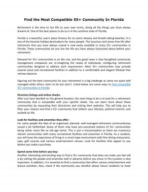  Find the Most Compatible 55+ Community In Florida