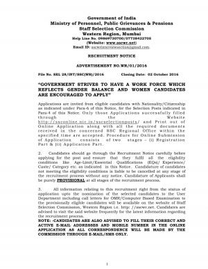 SSC-WR Recruitment 2016 for 237 Scientific Assistant and Other Posts