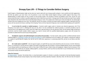 Droopy Eyes Lift – 3 Things to Consider Before Surgery