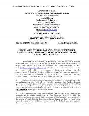 SSCCR Recruitment 2016 for 183 Scientific Assistant and Other Posts, Apply by 02 October 