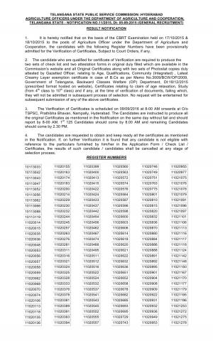 TSPSC Announced Document Verification Schedule for Agriculture Officer 2016