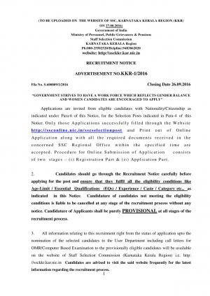 SSCKKR Recruitment 2016 for 51 Office Superintendent, Section Officer & Other Posts