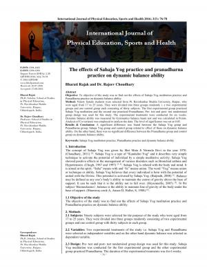 The effects of Sahaja Yog practice and pranadharna practice on dynamic balance ability