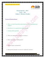 Important Questions for CBSE Class 12  Business Studies Exam 2013