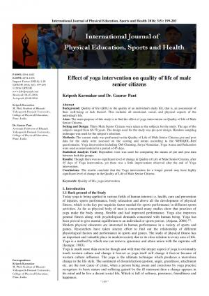 Effect of yoga intervention on quality of life of male senior citizens