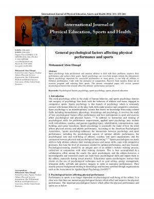General psychological factors affecting physical performance and sports