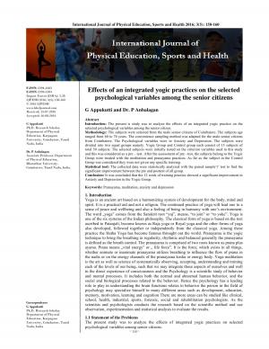 Effects of an integrated yogic practices on the selected psychological variables among the senior citizens