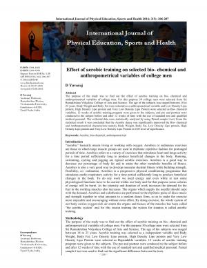 Effect of aerobic training on selected bio- chemical and anthropometrical variables of college men
