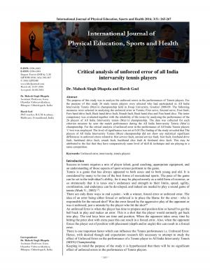 Critical analysis of unforced error of all India intervarsity tennis players