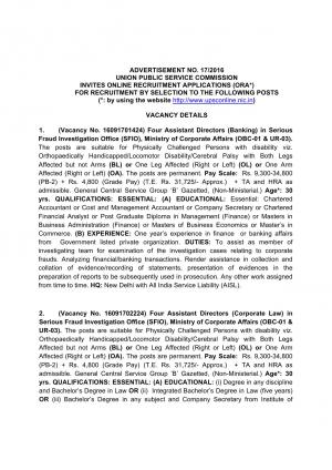 UPSC Recruitment 2016 for 66 Assistant Professor, Asst. Director, Steno and Other Posts  