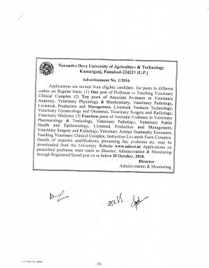 NDUAT Recruitment 2016 for 25 Professor, Associate & Assistant Professor Posts