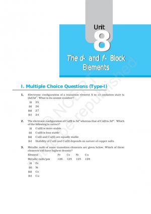 NCERT Exemplar Questions & Solutions CBSE Class 12 Chemistry – Chapter 8 The d- and f- Block Elements