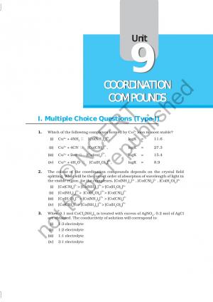 NCERT Exemplar Questions & Solutions CBSE Class 12 Chemistry – Chapter 9 Coordination Compounds