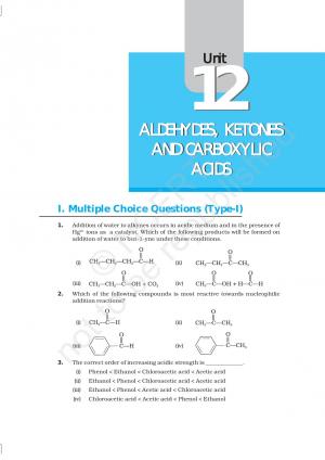NCERT Exemplar Questions & Solutions: CBSE Class 12 Chemistry – Chapter 12: Aldehydes, Ketones and Carboxylic Acids