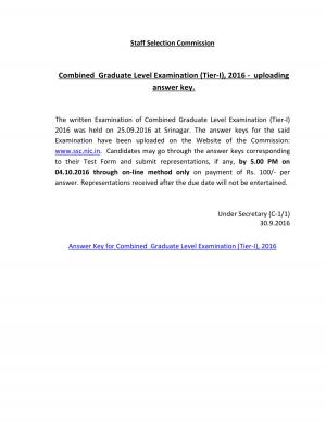 SSC CGL Exam 2016 Answer Keys released for Srinagar candidates, Details at ssc.nic.in