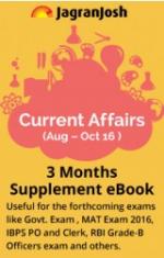 Current Affairs ( Aug - Oct 2016 ) 3 Months Supplement