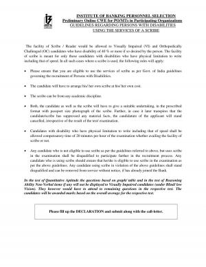 IBPS PO Pre Exam 2016: Guidelines Regarding Persons with Disabilities