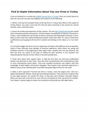 Find In-Depth Information About Top Law Firms in Turkey