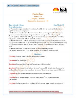 CBSE Class 9 Science Practice Paper SA-II: Set-IX