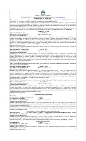 Goa PSC Recruitment 2016 for 41 Professor & Other Posts, Apply before 28 October