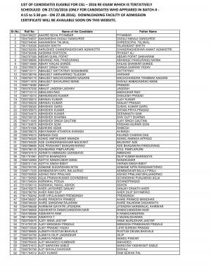 SSC CGL 2016 Re-Exam on 27 Oct, List of Shortlisted Candidates Issued