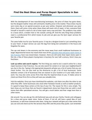 Find the Best Shoe and Purse Repair Specialists in San Francisco