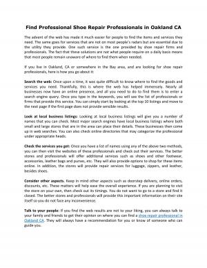 Find Professional Shoe Repair Professionals in Oakland CA