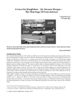 IJM-Jan12-Article1-A Case on Kingfisher- Air Deccan Merger: The Marriage of Convenience