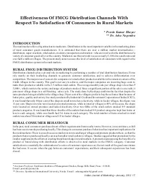 IJM-Jan12-Article3-Effectiveness Of FMCG Distribution Channels With Respect To Satisfaction Of Consumers In Rural Markets