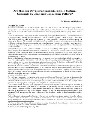 IJM-Feb12-Article1-Are Modern Day Marketers Indulging in Cultural Genocide by Changing Consuming Pattern?