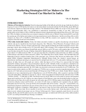 IJM-Feb12-Article2-Marketing Strategies Of Car Makers In The Pre-Owned Car Market In India