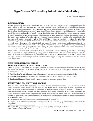 IJM-March12-Article3-Significance Of Branding In Industrial Marketing