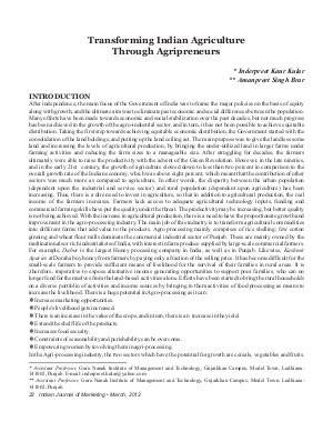 IJM-March12-Article4-Transforming Indian Agriculture Through Agripreneurs