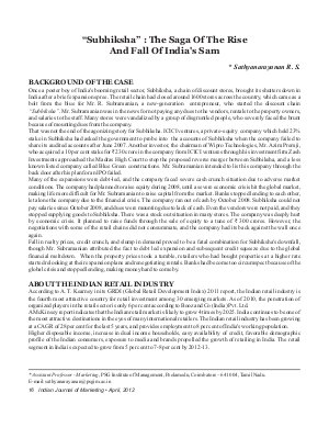 IJM-April12-Article3-“Subhiksha” : The Saga Of The Rise And Fall Of India’s Sam
